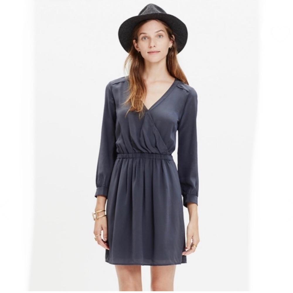 Silk Madewell wrap front long sleeved dress
